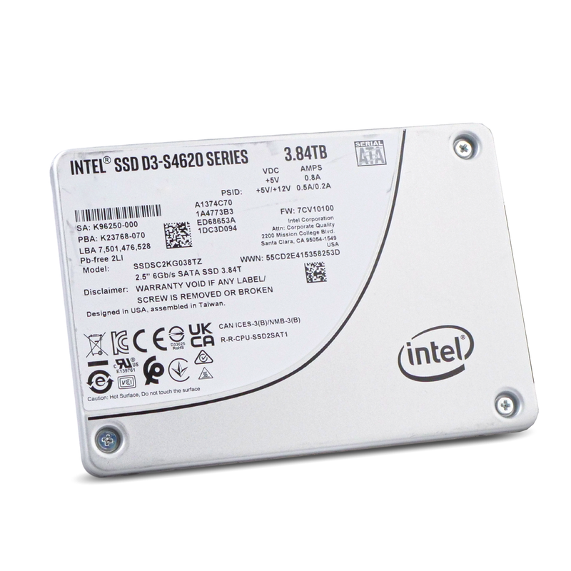 Intel D3-S4620 SSDSC2KG038TZ 3.84TB 3 DWPD SATA 6Gb/s 3D TLC 2.5in Refurbished SSD