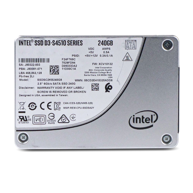 Intel D3-S4510 SSDSC2KB240G8 240GB 2 DWPD SATA 6Gb/s 3D TLC 2.5in Refurbished SSD