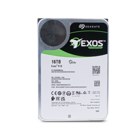 Seagate Exos X18 ST16000NM004J 16TB 7.2K RPM SAS 12Gb/s 3.5in Recertified Hard Drive