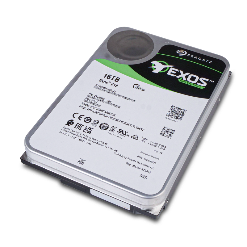 Seagate Exos X18 ST16000NM004J 16TB 7.2K RPM SAS 12Gb/s 3.5in Recertified Hard Drive