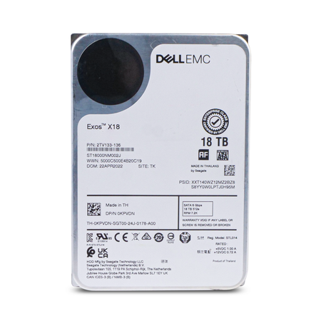 Dell/Seagate Exos X18 ST18000NM002J 18TB 7.2K RPM SATA 6Gb/s 512e PowerEdge Certified 3.5in Hard Drive