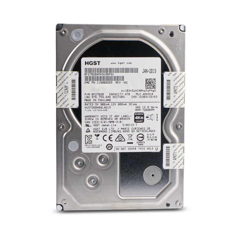 HGST/Dell Ultrastar 7K6000 HUS726040AL4215 0F22824 4TB 7.2K RPM SAS 12Gb/s 4Kn 128MB 3.5in HDD