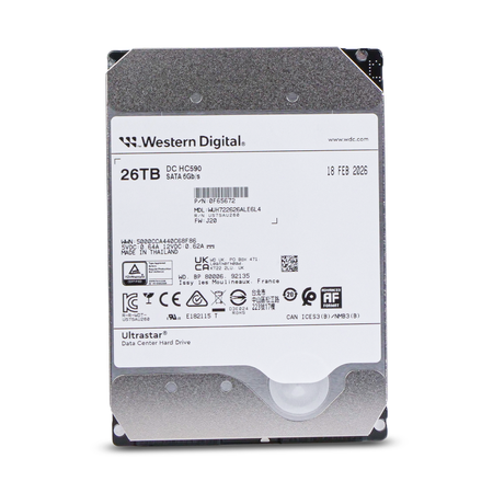 Western Digital Ultrastar DC HC590 WUH722626ALE6L4 0F65672 26TB 7.2K RPM SATA 6Gb/s 512e 512MB 3.5in HDD