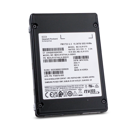 HP/Samsung PM1733 MZXLR15THALA P36976-005 15.36TB PCIe Gen 4.0 x4 8GB/s U.3 NVMe 2.5in Solid State Drive
