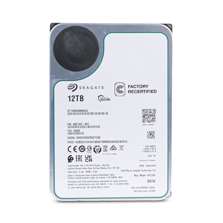 Seagate Exos ST12000NM002C 12TB 7.2K RPM SATA 6Gb/s 512e 256MB 3.5in Recertified HDD