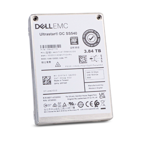 Dell/Western Digital Ultrastar DC SS540 WUSTVA138BSS200 0B42719 3.84TB 1 DWPD SAS 12Gb/s 3D TLC 2.5in Refurbished SSD
