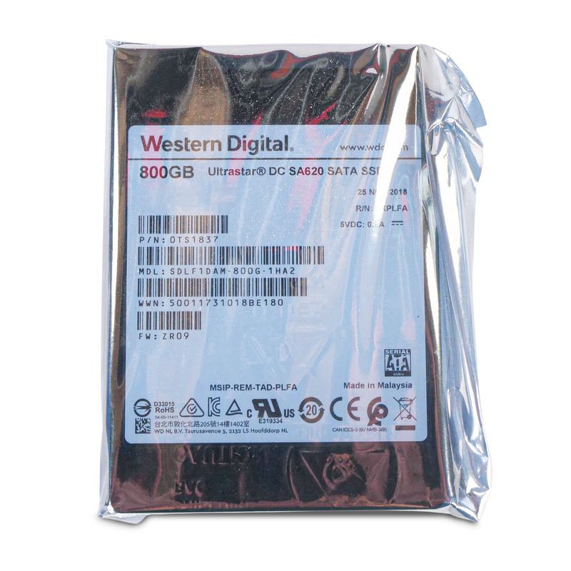 Western Digital Ultrastar DC SA620 SDLF1DAM-800G-1HA2 0TS1837 800GB 1.8 DWPD SATA 6Gb/s MLC 2.5in SSD