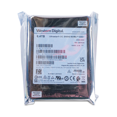 Western Digital Ultrastar DC SN840 WUS4C6464DSP3X4 0TS2056 6.4TB 3 DWPD PCIe Gen 3.1 x4 4GB/s 3D TLC U.2 NVMe 2.5in SSD