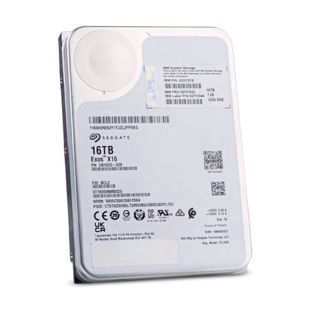 Seagate/IBM Exos X16 ST16000NM002G 16TB 7.2K RPM SAS 12Gb/s 4Kn 3.5in Refurbished HDD