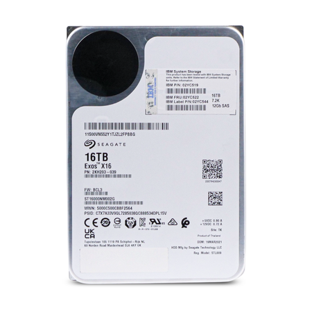 Seagate/IBM Exos X16 ST16000NM002G 16TB 7.2K RPM SAS 12Gb/s 4Kn 3.5in Refurbished HDD