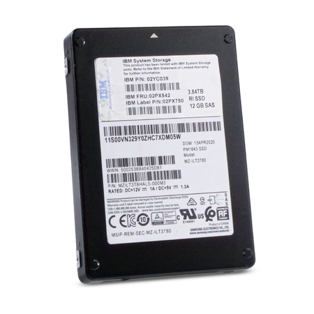 IBM/Samsung PM1643 MZILT3T8HALS-000M3 3.84TB SAS 12Gb/s 2.5" SSD, Front side View