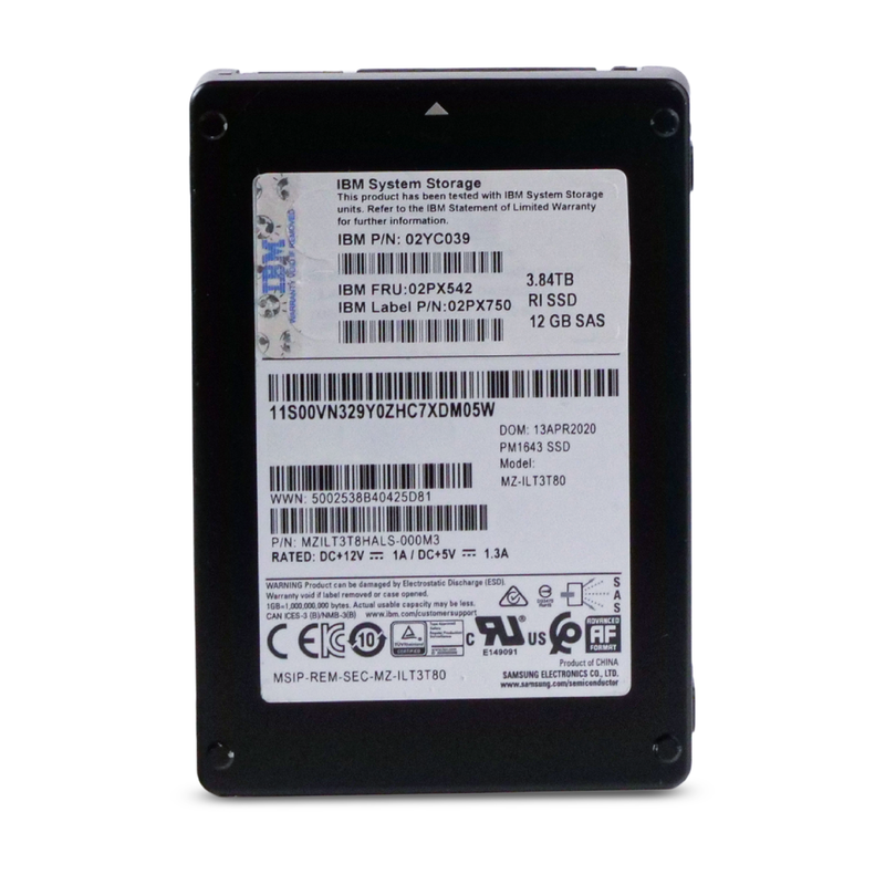 IBM/Samsung PM1643 MZILT3T8HALS 3.84TB 1 DWPD SAS 12Gb/s 3D TLC 2.5in Refurbished SSD
