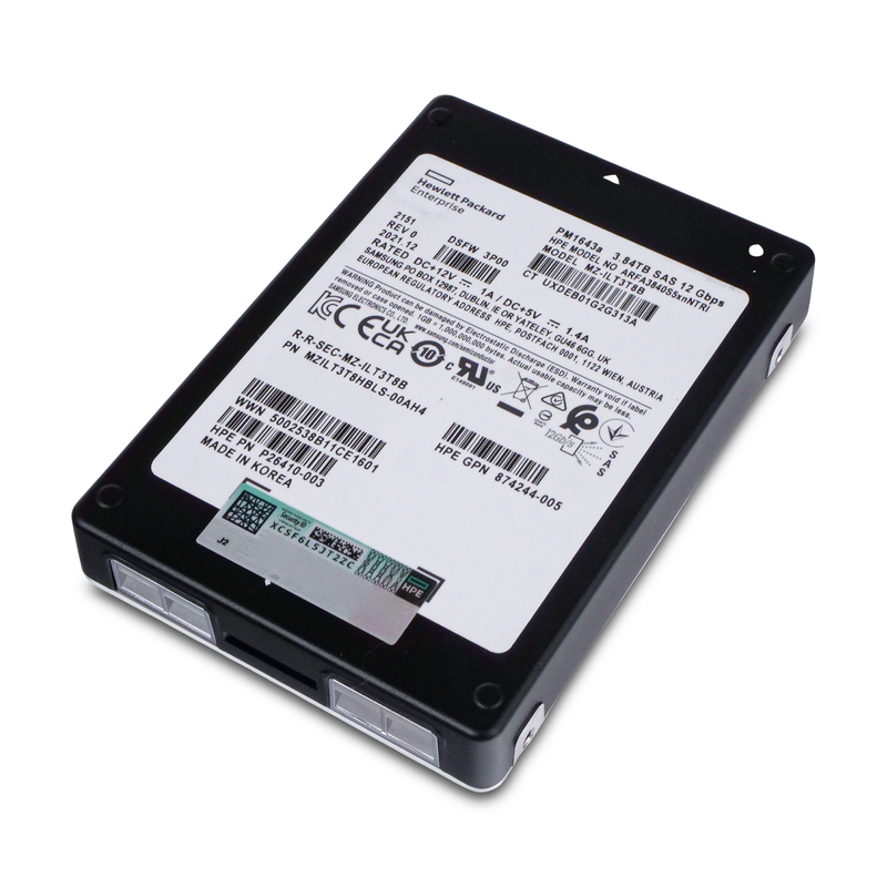 HP/Samsung PM1643a MZILT3T8HBLS 3.84TB SAS 12Gb/s 3D TLC 1 DWPD 2.5in Refurbished SSD