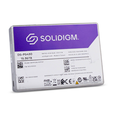 Solidigm D5-P5430 SBFPF2BU153TOF 15.36TB NVMe PCIe Gen 4.0 U.2 2.5" Enterprise SSD, Front side view