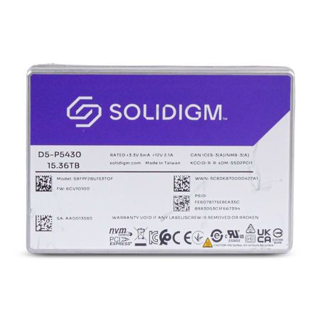 Solidigm D5-P5430 SBFPF2BU153TOF 15.36TB NVMe PCIe Gen 4.0 U.2 2.5" Enterprise SSD, Front view