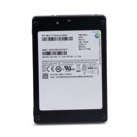 Samsung PM1643a MZILT7T6HALA 7.68TB 1 DWPD SAS 12Gb/s 3D TLC 2.5in Refurbished SSD