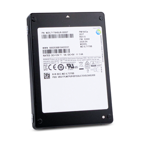 Samsung PM1643a MZILT1T9HBJR-00007 1.92TB SAS 12Gb/s 2.5" Enterprise SSD, Front side view