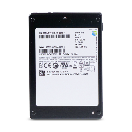 Samsung PM1643a MZILT1T9HBJR-00007 1.92TB SAS 12Gb/s 2.5" Enterprise SSD, Front view