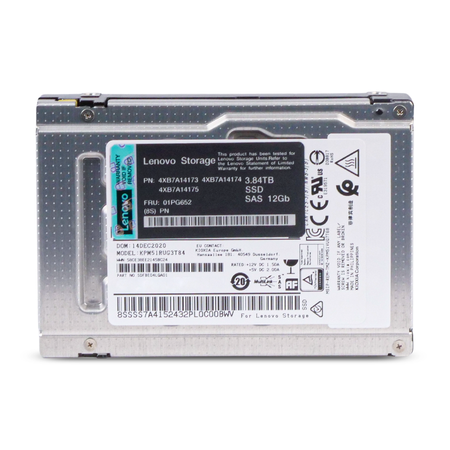 Lenovo/ Kioxia KPM51RUG3T84 3.84TB SAS 12Gb/s 2.5" Enterprise SSD, Front View