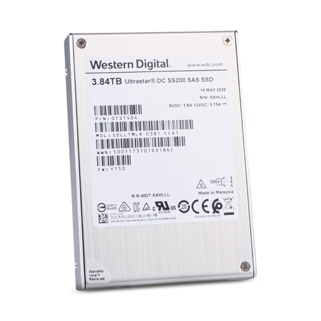Western Digital Ultrastar DC SS200 SDLL1MLR-038T-CCA1 0TS1404 3.84TB 1 DWPD SAS 12Gb/s MLC Mixed-Use 2.5in SSD