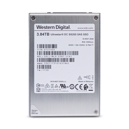 Western Digital Ultrastar DC SS200 SDLL1MLR-038T-CCA1 0TS1404 3.84TB 1 DWPD SAS 12Gb/s MLC Mixed-Use 2.5in SSD