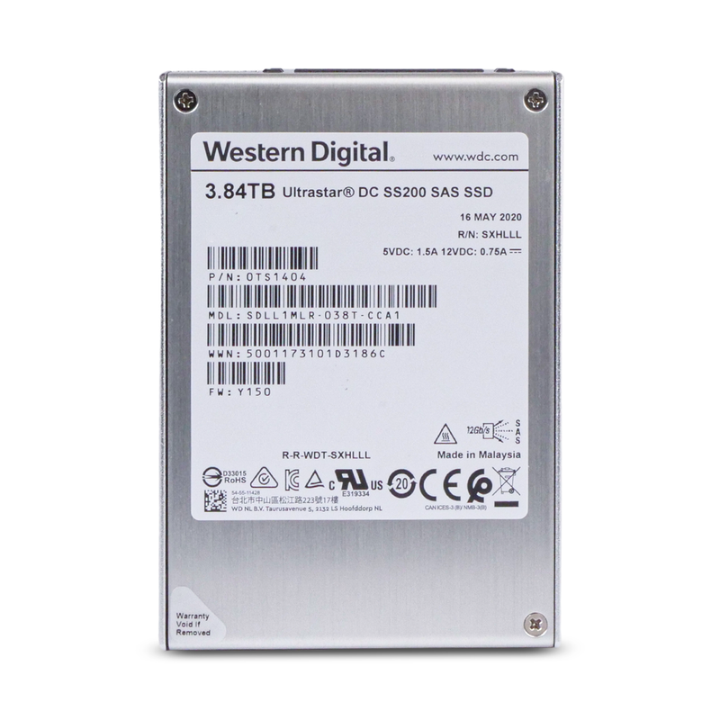 Western Digital Ultrastar DC SS200 SDLL1MLR-038T-CCA1 0TS1404 3.84TB 1 DWPD SAS 12Gb/s MLC Mixed-Use 2.5in SSD