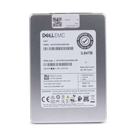Dell EMC / SK Hynix HFS3T8G3H2X069N BN 3.84TB SATA 6Gb/s 2.5" Enterprise SSD, Front view