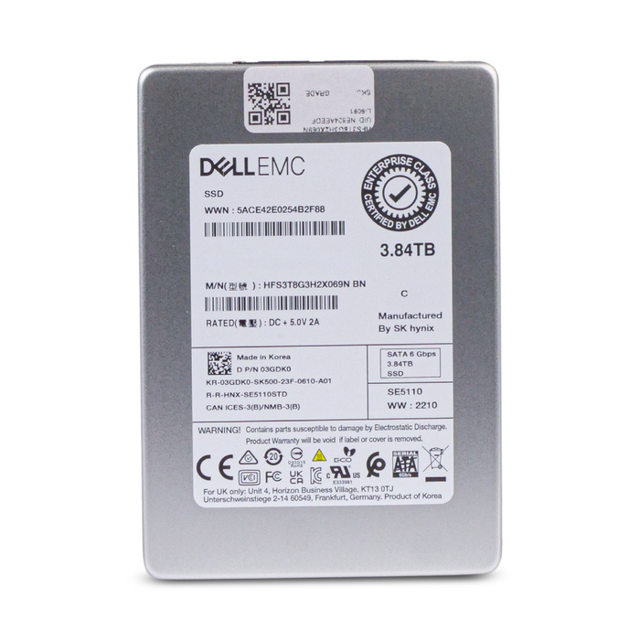 Dell EMC / SK Hynix HFS3T8G3H2X069N BN 3.84TB SATA 6Gb/s 2.5" Enterprise SSD, Front view