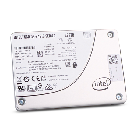 Intel D3-S4510 SSDSC2KB019T8 1.92TB SATA 6Gb/s 3D TLC 2 DWPD 2.5in Read Intensive Refurbished SSD