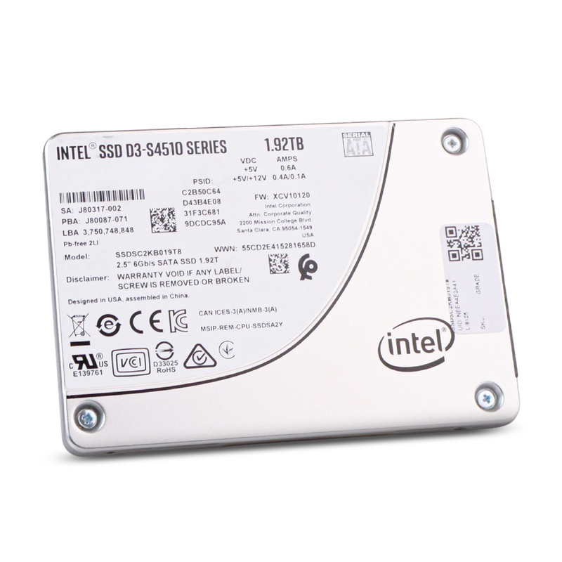 Intel D3-S4510 SSDSC2KB019T8 1.92TB SATA 6Gb/s 3D TLC 2 DWPD 2.5in Read Intensive Refurbished SSD