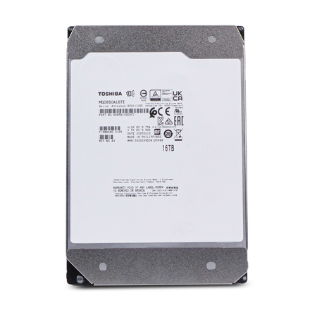 Toshiba MG08SCA16TE 16TB SAS 12Gb/s 3.5" Enterprise Hard Drive, Front view