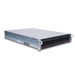 Angled view of a 2U rack-mounted server with 24 hot-swap drive bays and red pull tabs.