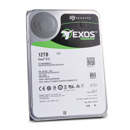Seagate Exos X12 ST12000NM0027 12TB 7.2K RPM SAS 12Gb/s 512e 256MB 3.5" Refurbished HDD