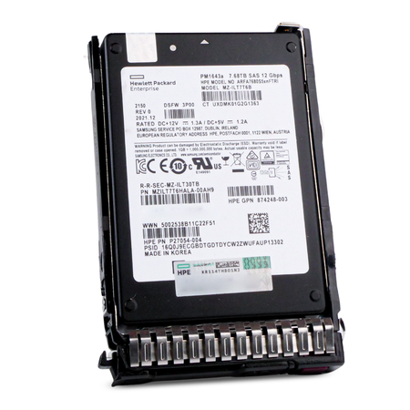 HPE PM1643a MZILT7T6HALA-00AH9 7.68TB SAS 12Gb/s 2.5" Enterprise SSD, Front sideview