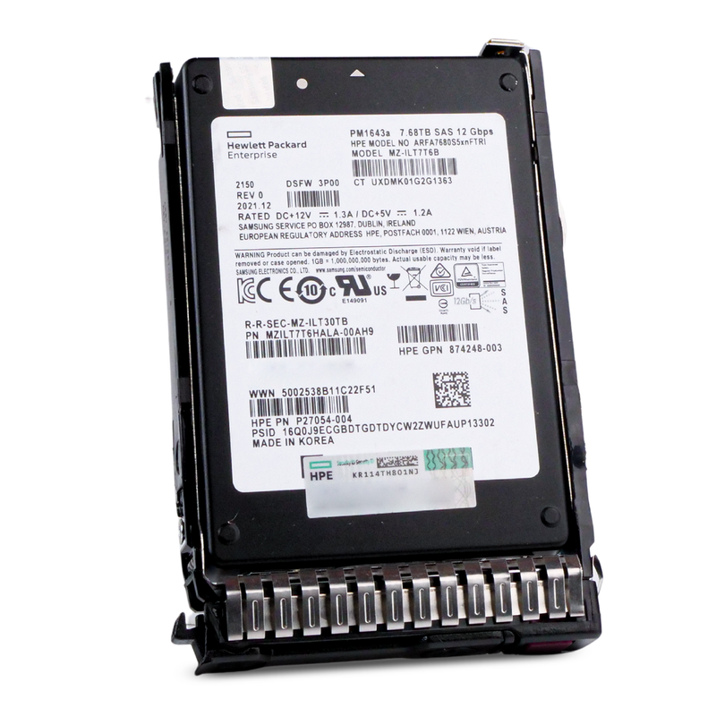 HP Generation 8 ARFA7680S5xnFTRI P27054-004 7.68TB 1 DWPD SAS 12Gb/s 3D TLC 2.5in Refurbished SSD