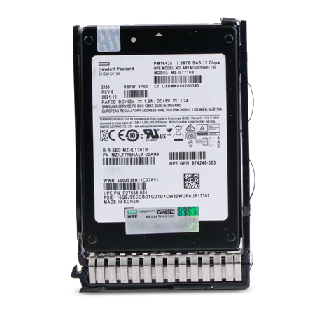 HPE PM1643a MZILT7T6HALA-00AH9 7.68TB SAS 12Gb/s 2.5" Enterprise SSD, Front view