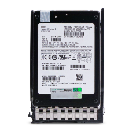 HPE PM1643a MZILT7T6HALA-00AH9 7.68TB SAS 12Gb/s 2.5" Enterprise SSD, Front view