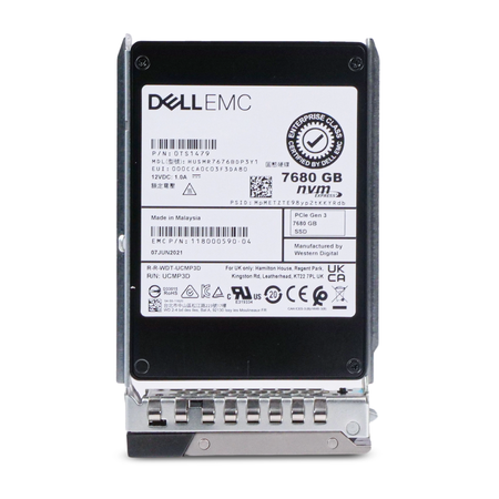 Dell EMC HUSMR7676BDP3Y1 7680GB NVMe PCIe Gen 3 2.5" Enterprise SSD, Front tray view