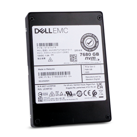 Dell EMC HUSMR7676BDP3Y1 7680GB NVMe PCIe Gen 3 2.5" Enterprise SSD, Front side view