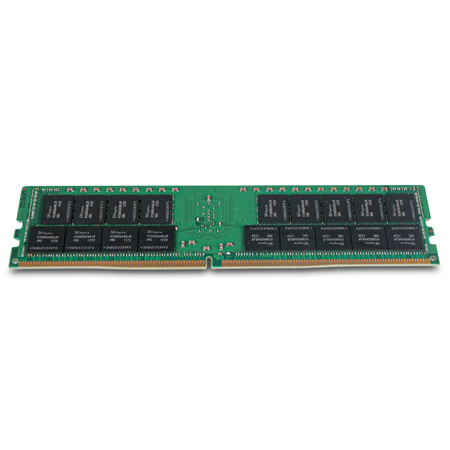 Angled rear view of an SK Hynix DDR4 RDIMM server memory module showing memory chips and gold edge connector pins.