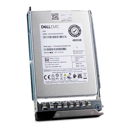 Dell EMC HFS480G3H2X069N 480GB SATA 6Gb/s 2.5" Enterprise SSD, Front side tray view