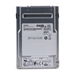 Front view of a Kioxia NVMe Express 2.5-inch SSD displaying model number, part number, firmware version, and certifications.