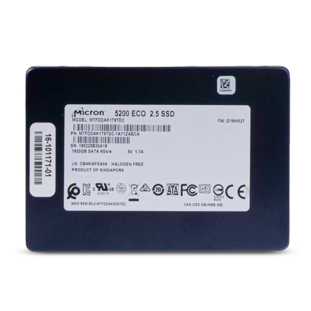 Micron 5200 ECO MTFDDAK1T9TDC 1.92TB 1 DWPD SATA 6Gb/s 3D TLC 2.5in Refurbished SSD