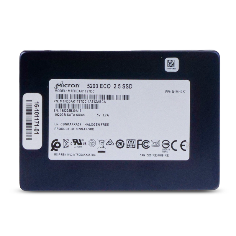 Micron 5200 ECO MTFDDAK1T9TDC 1.92TB 1 DWPD SATA 6Gb/s 3D TLC 2.5in Refurbished SSD