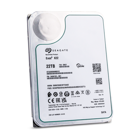 Seagate Exos X22 ST22000NM001E 22TB 7.2K RPM SATA 6Gb/s 512e 3.5in Refurbished HDD