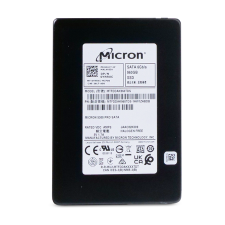 Dell/Micron 5300 Pro MTFDDAK960TDS 960GB SATA 6Gb/s 3D TLC 2.5in Enterprise Solid State Drive
