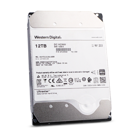 Western Digital Ultrastar He12 HUH721212AL4200 0F29560 12TB 7.2K RPM SAS 12Gb/s 4Kn 256MB 3.5" ISE Hard Drive