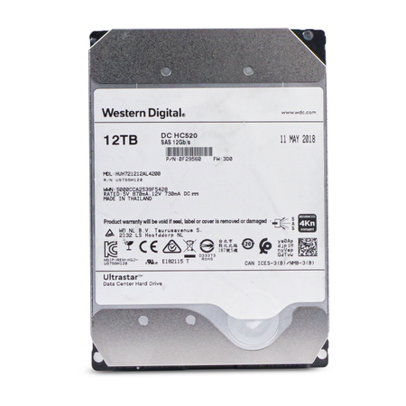Western Digital Ultrastar He12 HUH721212AL4200 0F29560 12TB 7.2K RPM SAS 12Gb/s 4Kn 256MB 3.5" ISE Hard Drive