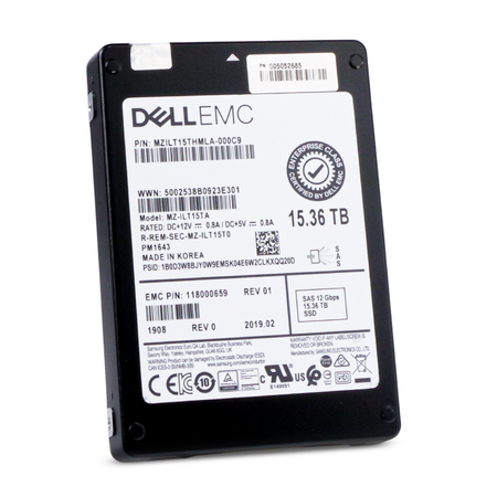 Dell/Samsung PM1643 MZILT15THMLA 15.36TB 1 DWPD SAS 12Gb/s 3D TLC 2.5in Refurbished SSD