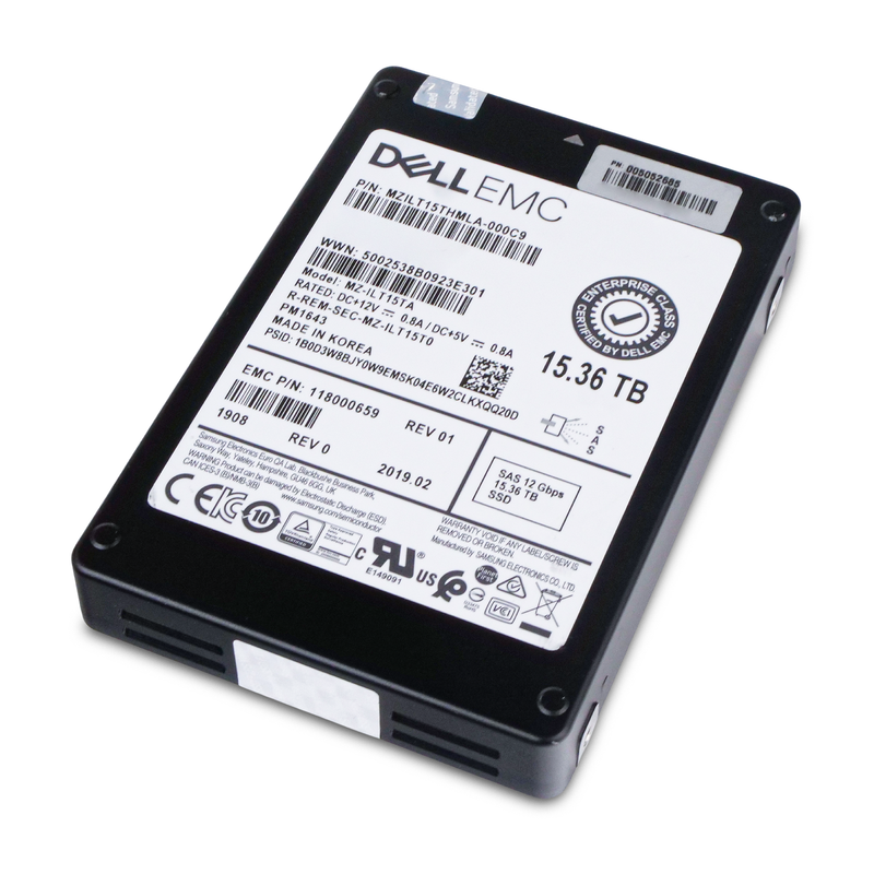 Dell/Samsung PM1643 MZILT15THMLA 15.36TB 1 DWPD SAS 12Gb/s 3D TLC 2.5in Refurbished SSD